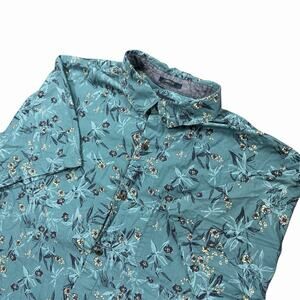Roark Floral Shirt Men’s XL Blue Green Tropical Short Sleeve Button Up Classic